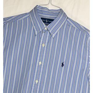 Ralph Lauren Classic Fit Blue White Stripe Button Down Shirt Men L